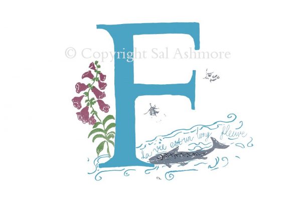 Story Letter Print F - Foxglove French Fish in the Fleuve