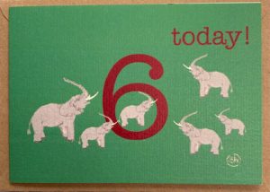6 elephants trumpeting to celebrate 6 today!